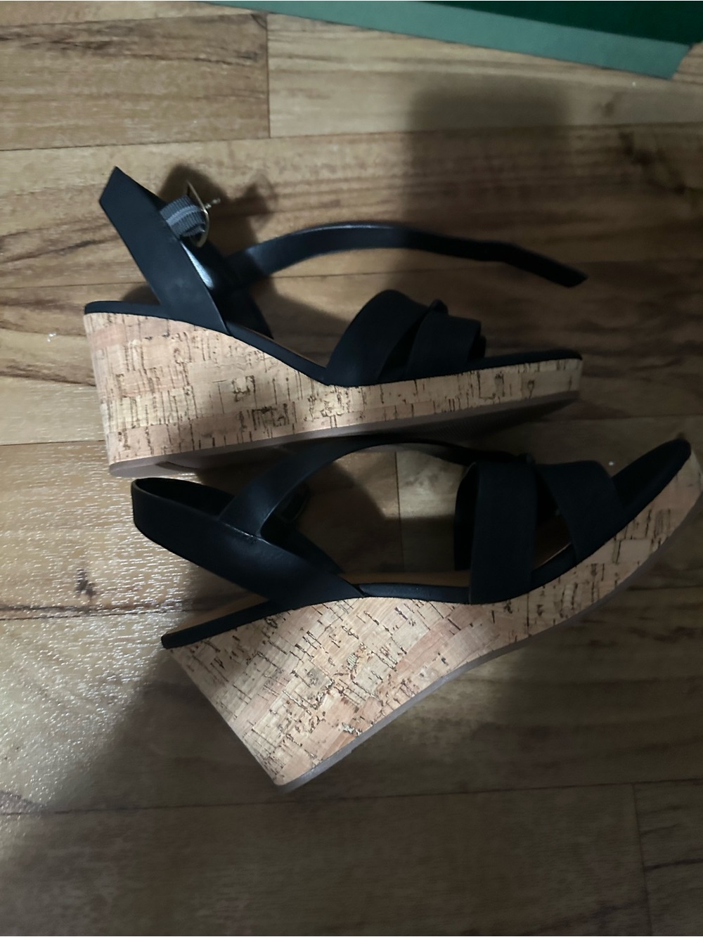 Women’s Black Cork Wedge Sandals